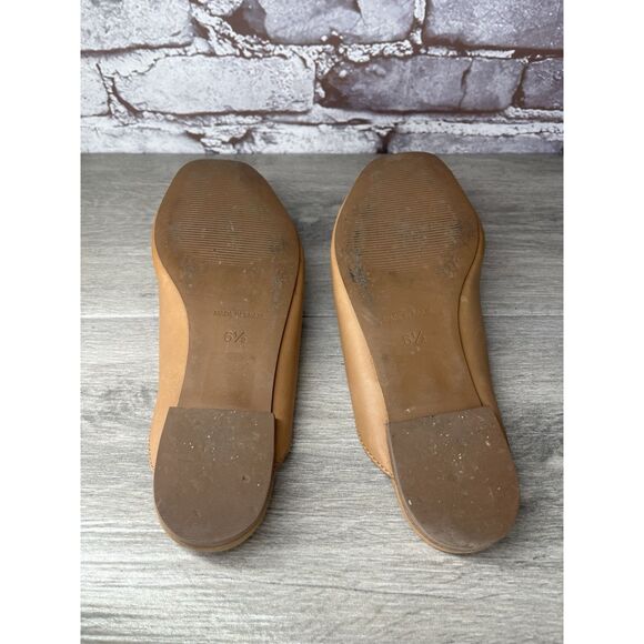 Madewell The Erica Peep-Toe Mule in English Saddle tan leather Flats Women 6.5M - Picture 6 of 16